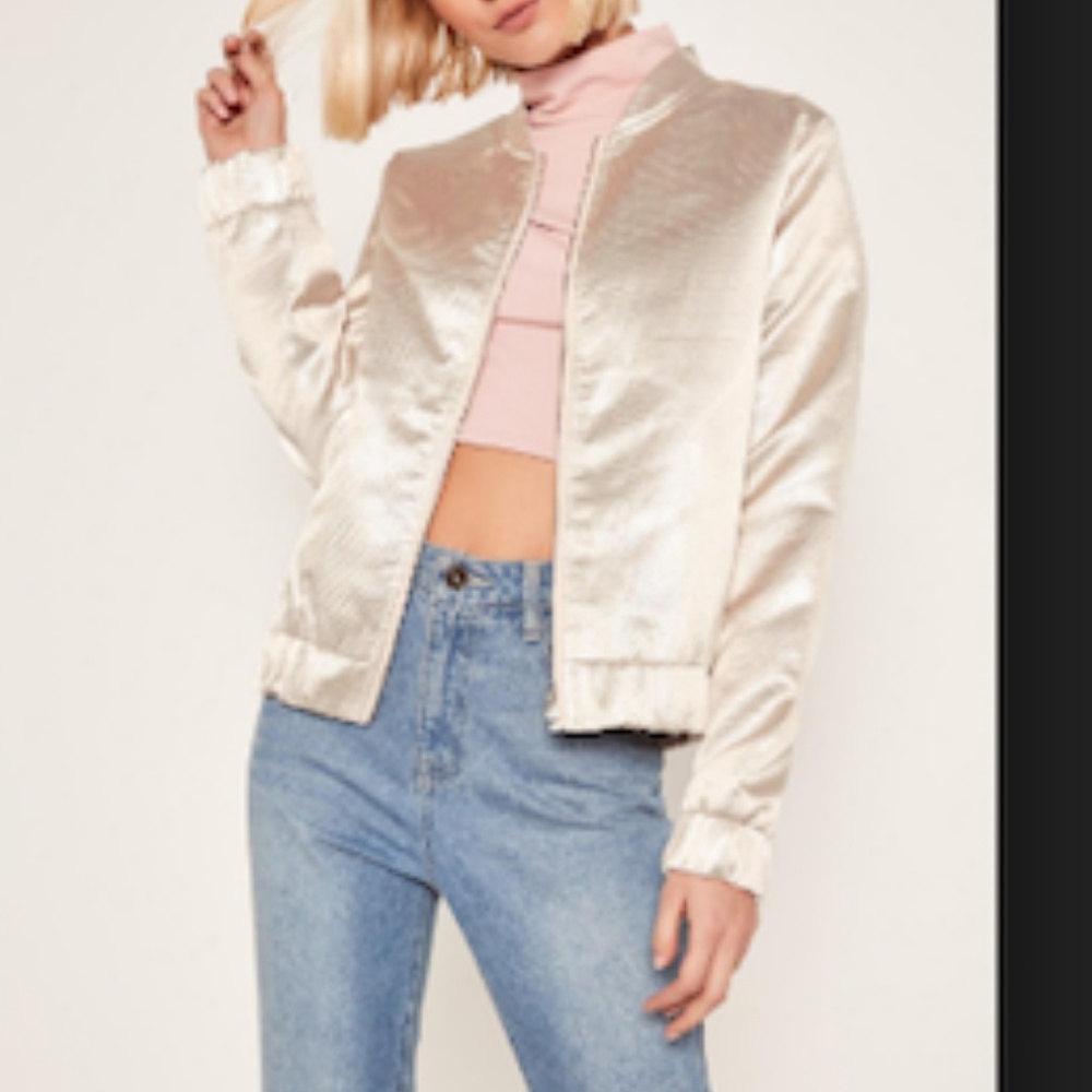 Miss Guided 8 New Silver Metalic bomber jacket